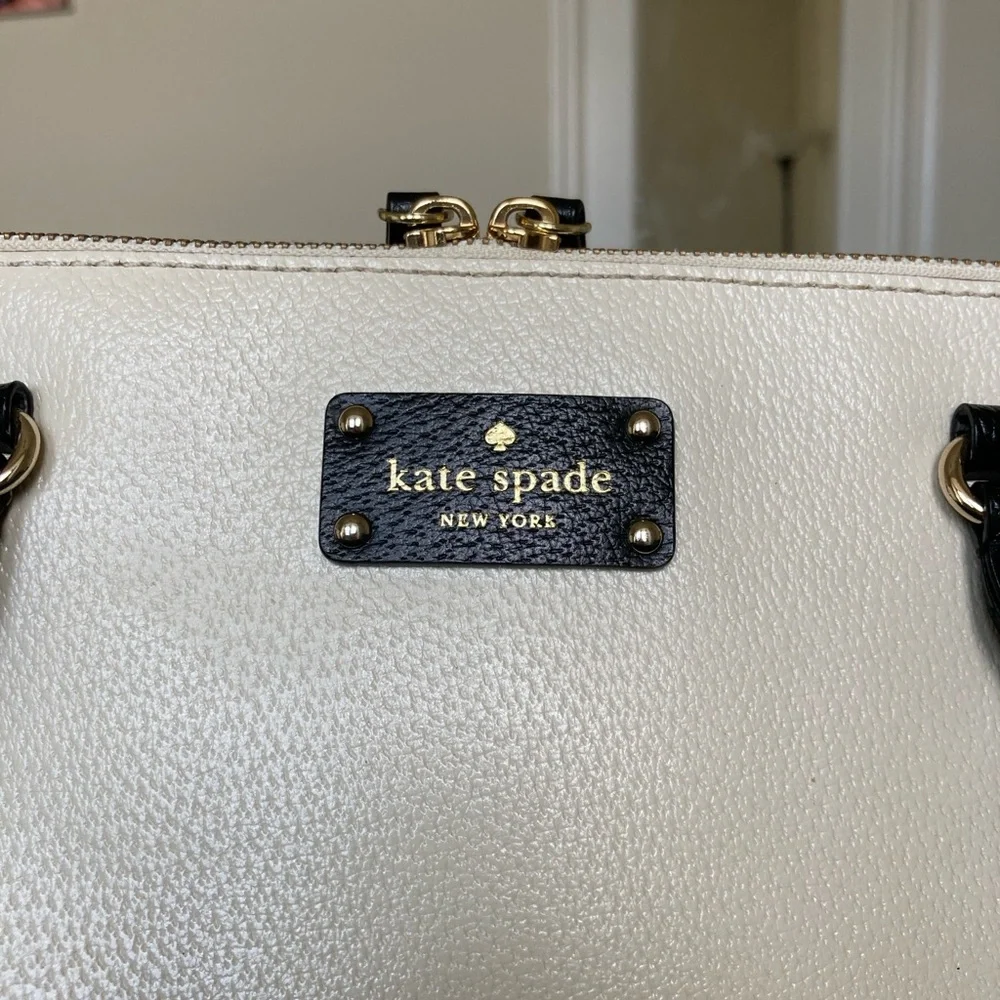 Kate Spade Two-Tone Black and Cream Berkeley Lane Rachelle large domed satchel